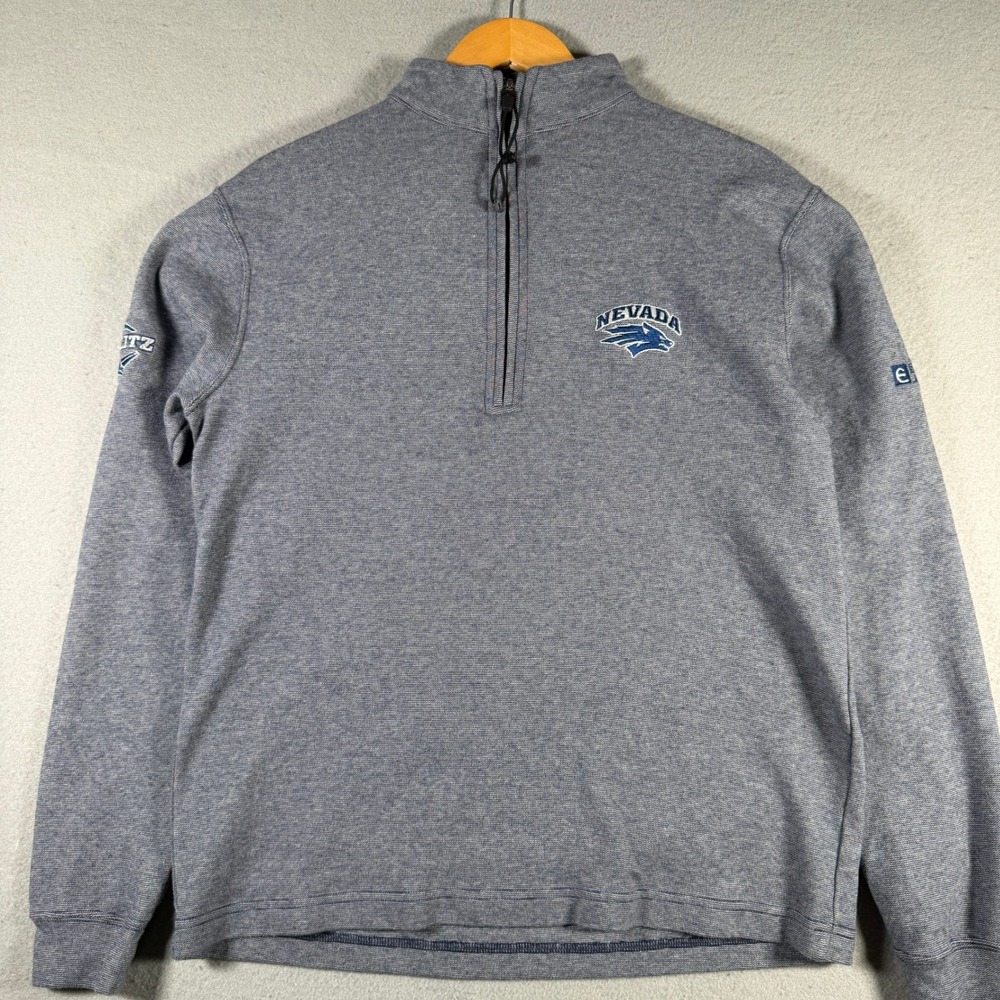 Straight Down Nevada Wolf Pack Quarter Zip Pullover Blue Heather Mens Medium